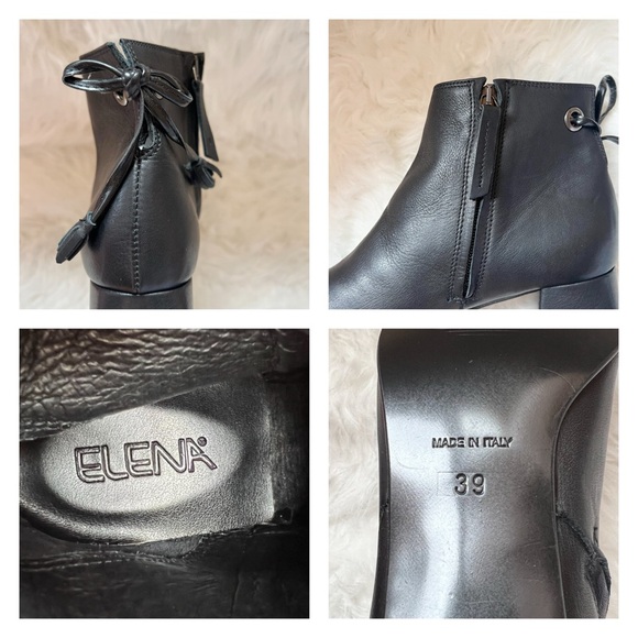 New! ELENA Square Heel Ankle Leather Booties - Picture 8 of 8